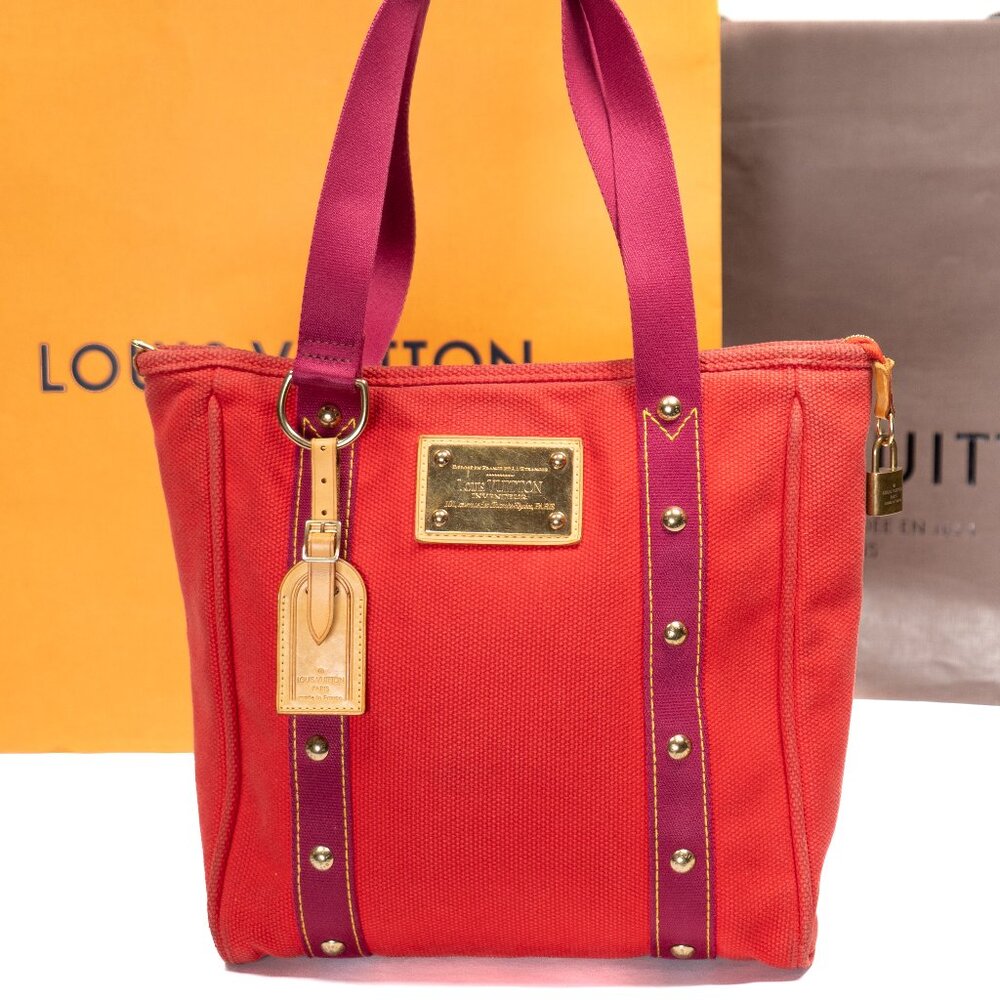 LOUIS VUITTON Cabas Antigua MM Red Purple Tote